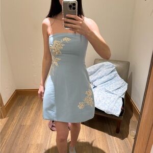 Elegant Blue Floral Dress